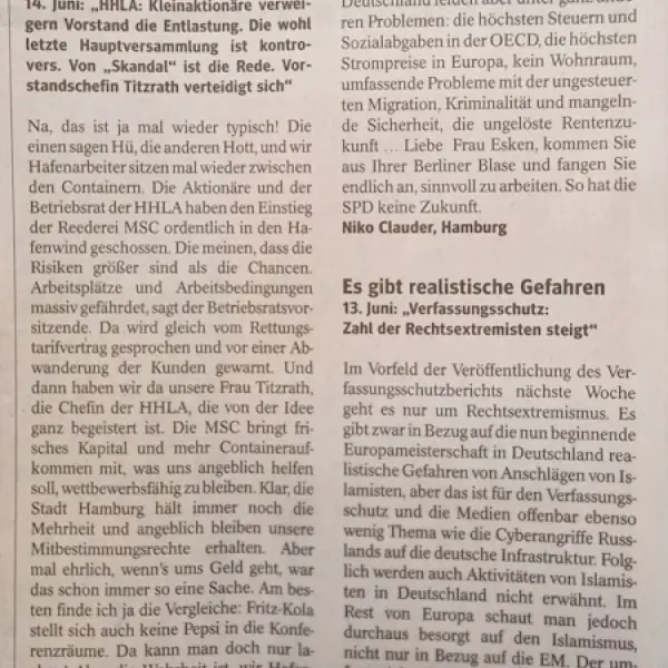 Hamburger Hafen: Chefin wirbt, Aktionäre schimpfen – wer gewinnt das Tauziehen um MSC? (gedruckt)
